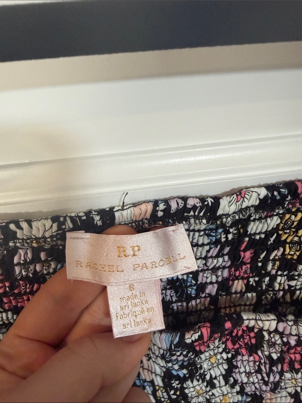 Rachel Parcell Black Floral Smocked Dress with Pink, Blue, Yellow Accents - Picture 2 of 4